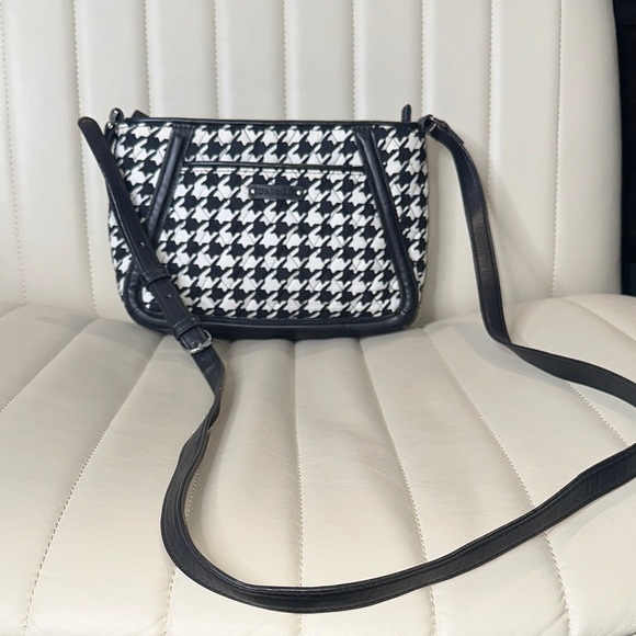 Vera Bradley Midnight Houndstooth Pattern Leather Trimmed CB Shoulder Bag NWOT - Picture 10 of 13